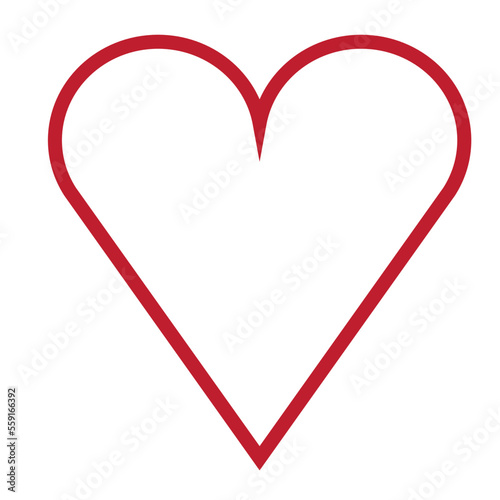 Red heart icon design. Editable vector illustration outline stroke. Transparent background.