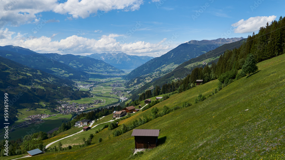 View of Zillertal valley in Austria