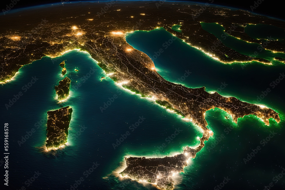 Italy S Finest Vista At Night From Space Italian Map As Seen From 1000 F 559168578 ZngHmnoqxG2sZMJVpTukmTF2UTPNZQlK