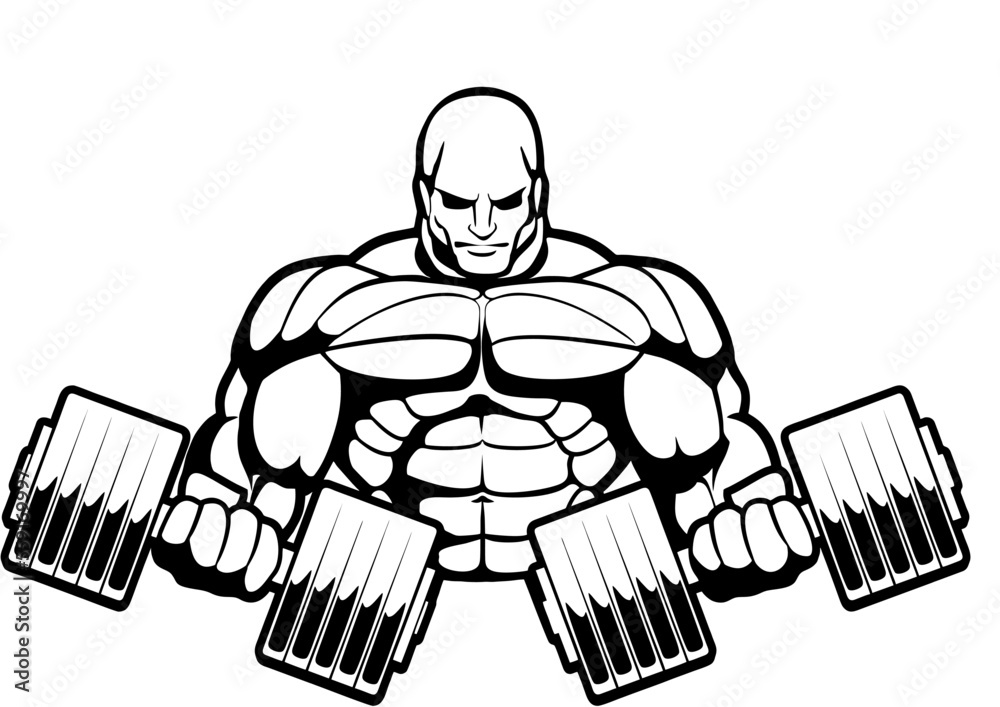 Obraz premium Strong, inflated man, bodybuilder. Emblem for sports club.