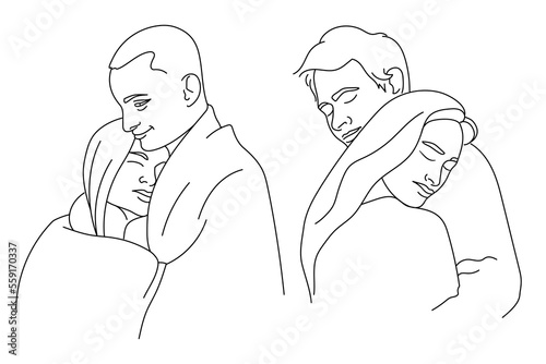 romantic couple line characters love and relationship