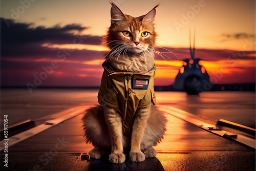 cat on aircraft carrier