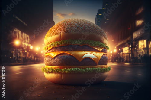 A beautiful burger publicity in the city