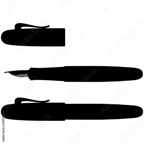 fountain pen, dip pens a writing instrument which uses a metal nib to apply a water-based ink to papier schreibt, aufträgt detailed realistic silhouette