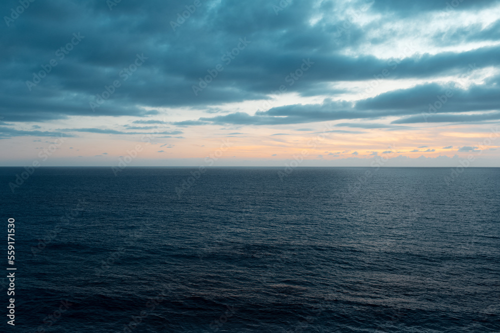 Natural background, landscape of Mediterranean Sea at sunset.