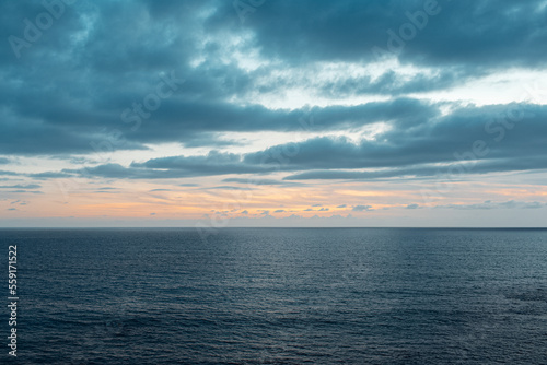 Natural background, landscape of Mediterranean Sea at sunset.