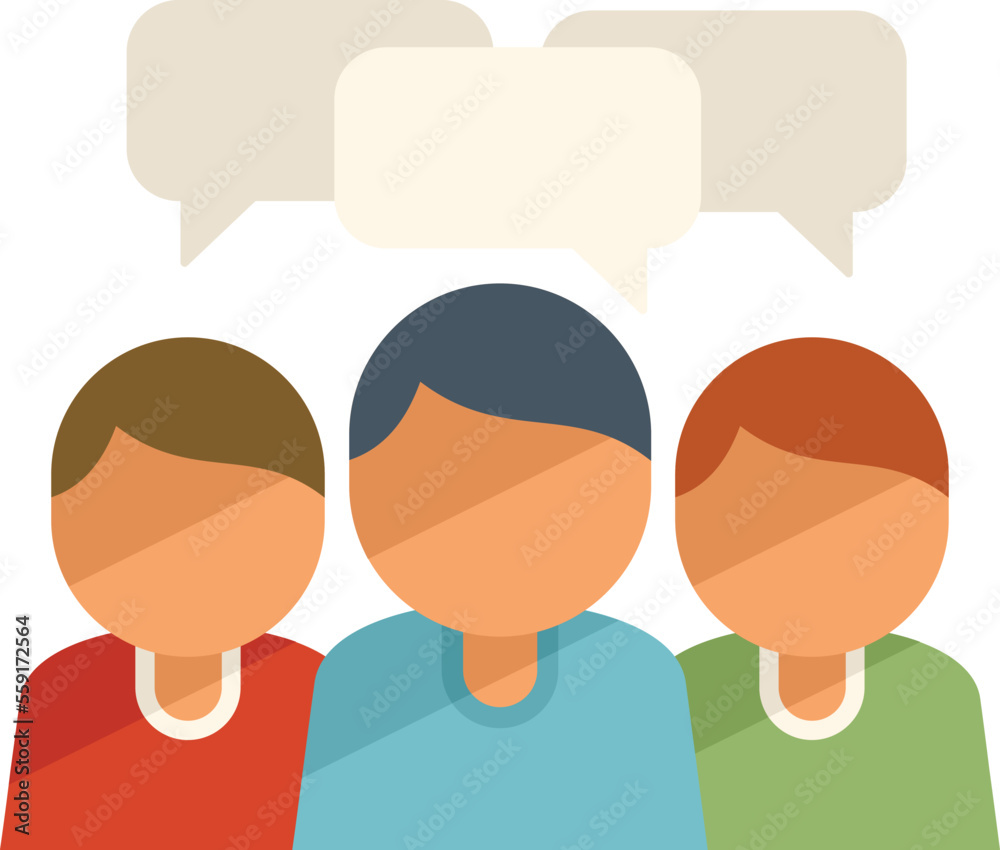 People group icon flat vector. Social meeting. Media group isolated