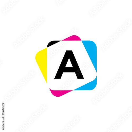 Letter A with CMYK Color Logo Design 002