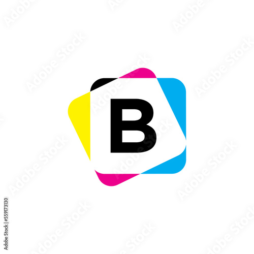 Letter B with CMYK Color Logo Design 002
