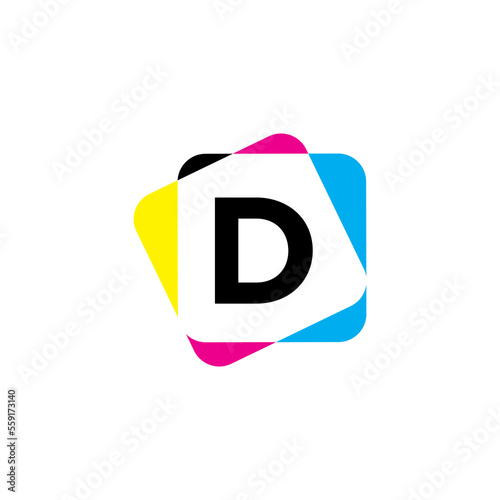 Letter D with CMYK Color Logo Design 002
