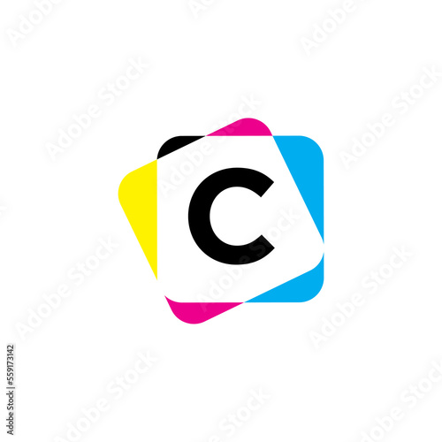 Letter C with CMYK Color Logo Design 002