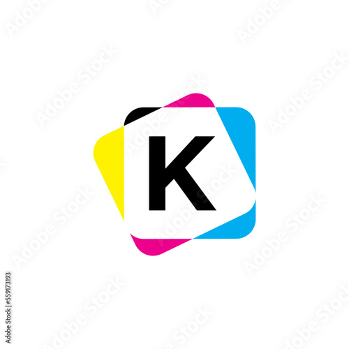 Letter K with CMYK Color Logo Design 002