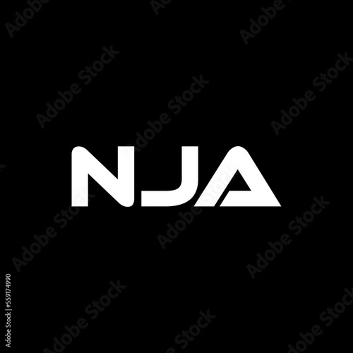 NJA letter logo design with black background in illustrator, vector logo modern alphabet font overlap style. calligraphy designs for logo, Poster, Invitation, etc.