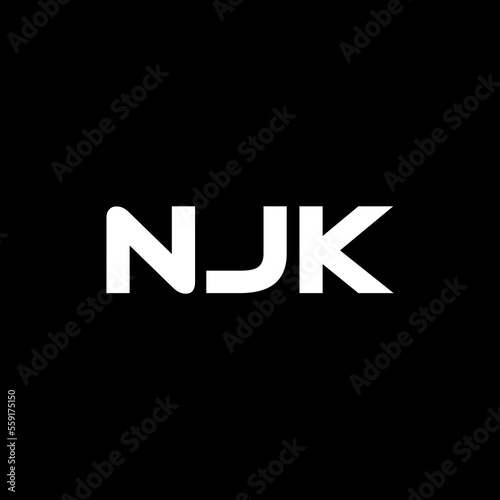 NJK letter logo design with black background in illustrator, vector logo modern alphabet font overlap style. calligraphy designs for logo, Poster, Invitation, etc.