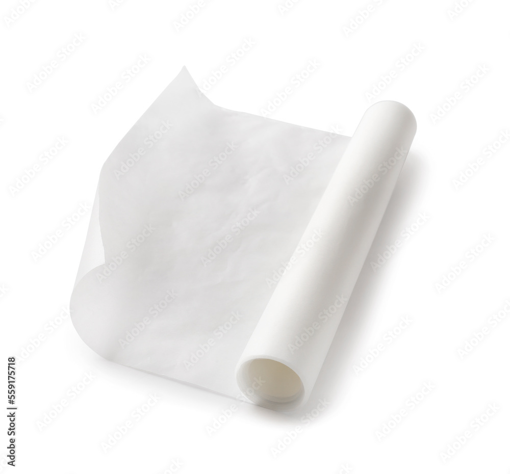 Roll of baking paper on white background Roll of baking paper on white background