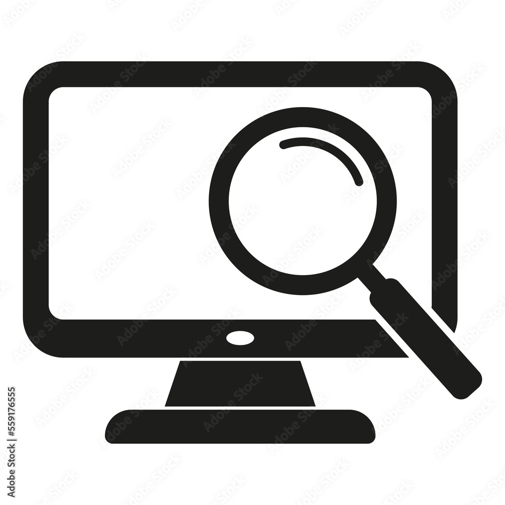 Screen, monitor and magnifying glass icon, vector illustration. Screen, monitor and magnifying glass icon, vector illustration.
