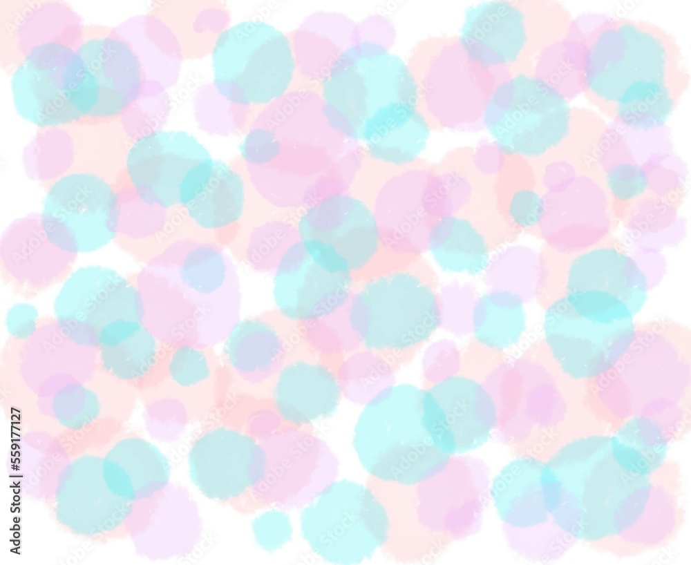 水彩タッチ　ふわふわ円の背景イラスト