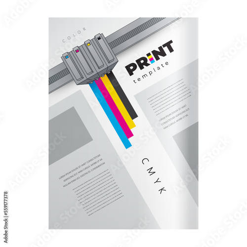 Flyer print theme Cover cmyk lines cartridge prints design template vector