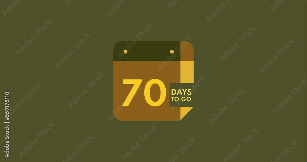 70 days to go calendar icon, 70 days countdown modern animation, Countdown left days 70 days to go calendar icon, 70 days countdown modern animation, Countdown left days