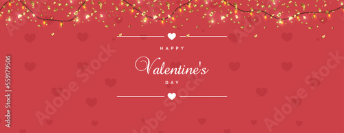 Realistic happy valentines day banner design with love pattern
