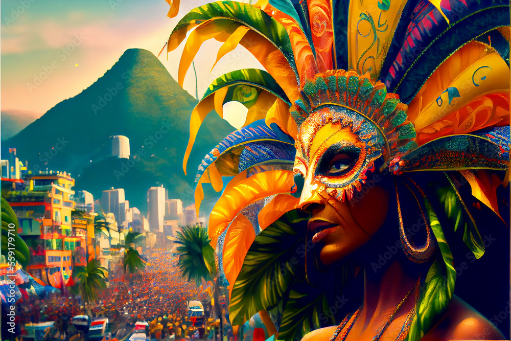 Generative AI render of the carnival in Rio Stock Illustration | Adobe ...