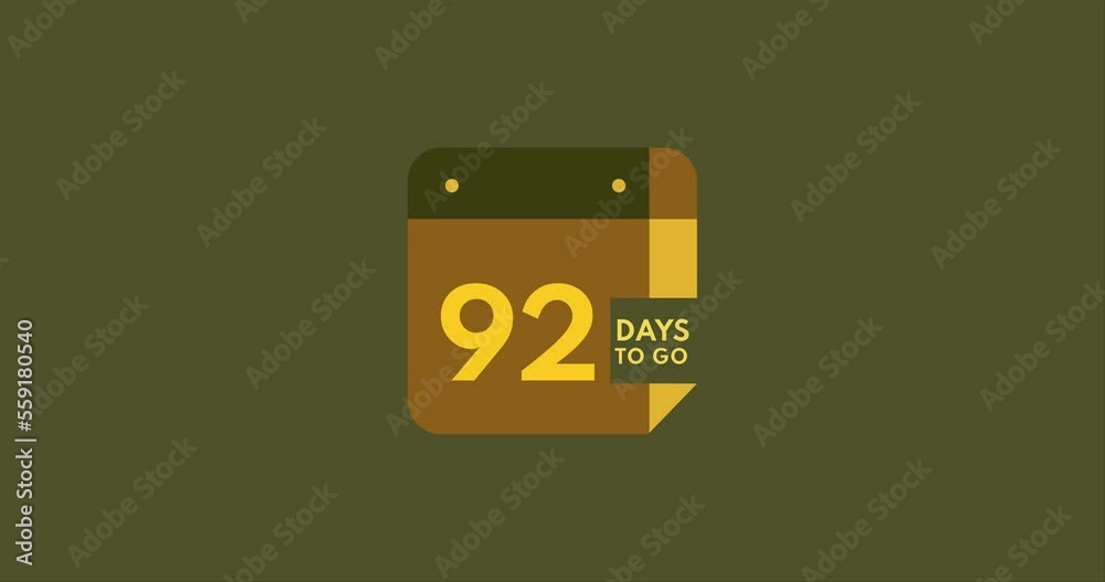 92 days to go calendar icon, 92 days countdown modern animation, Countdown left days 92 days to go calendar icon, 92 days countdown modern animation, Countdown left days