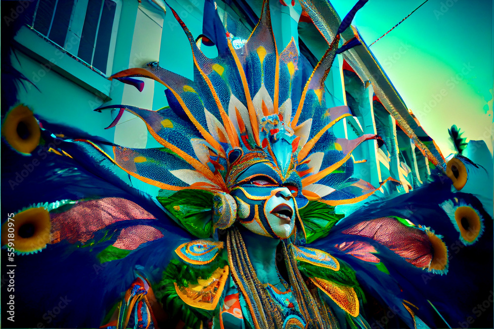 Generative AI render of the carnival in Rio Stock Illustration