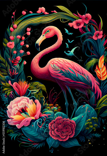 Generative AI render of a flamingo