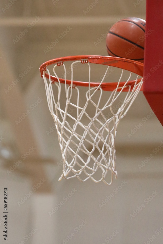 Basketball  entering the hoop