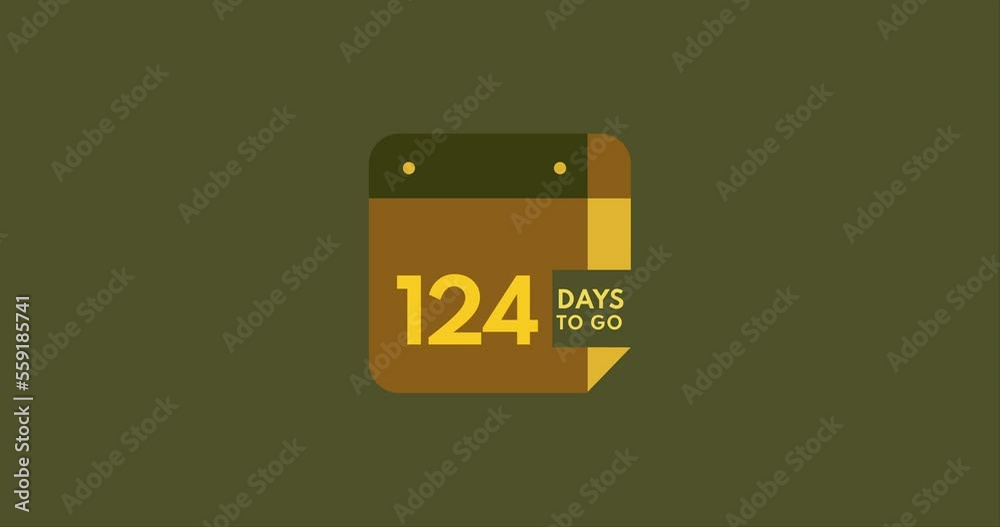 124 days to go calendar icon, 124 days countdown modern animation ...