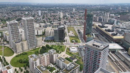 Stratford London Queen Elizabeth Olympic Park apartments drone aerial view photo