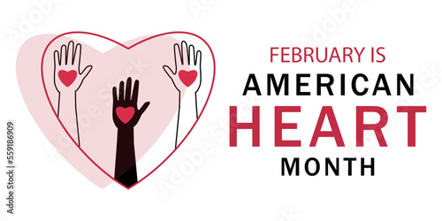 American Heart Month, concept. Horizontal template. Vector illustration.