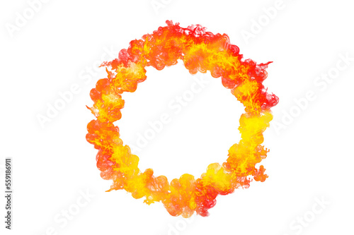 circle frame orange flame isolated on transparent background PNG file