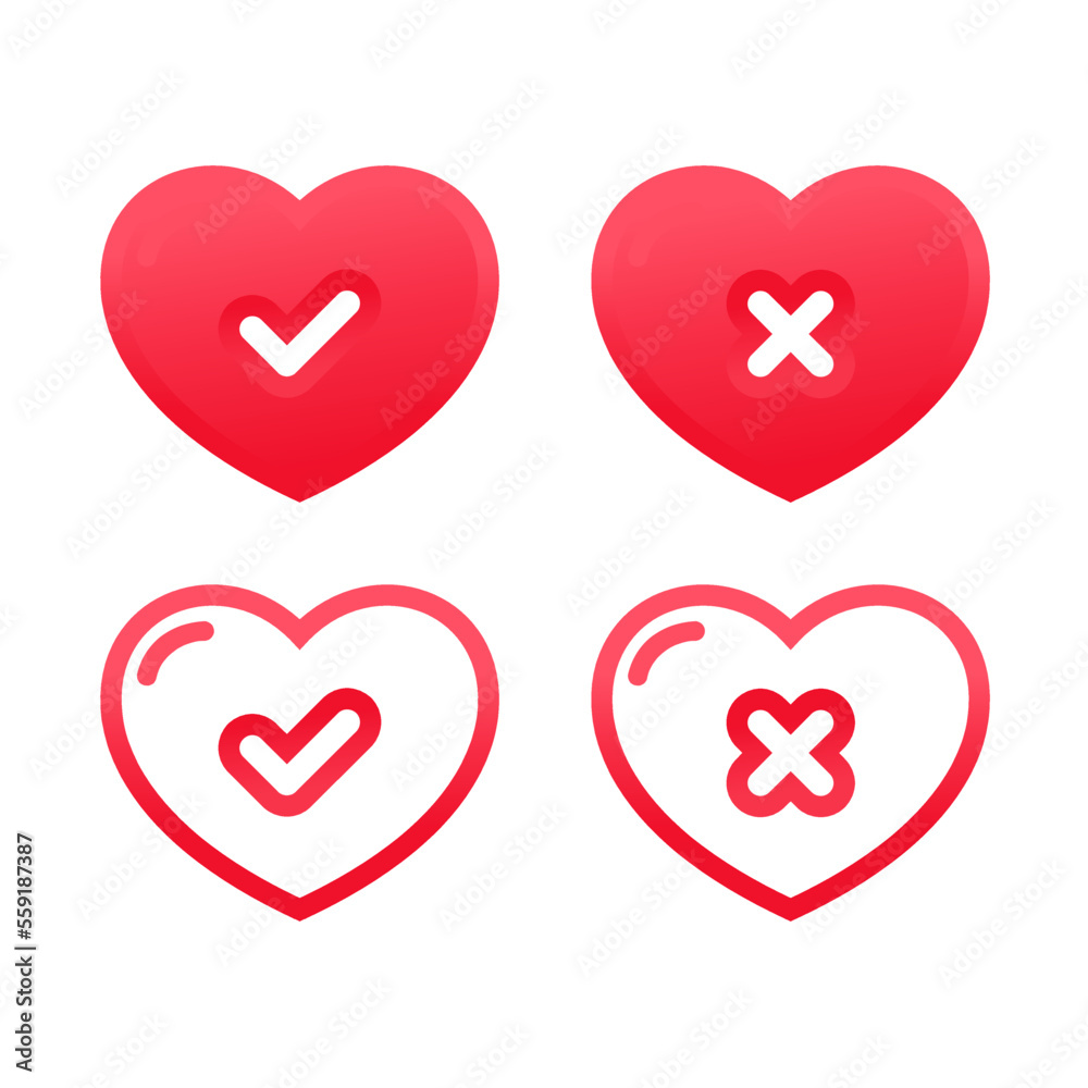 Heart love check mark. Vector illustration Heart love check mark. Vector illustration