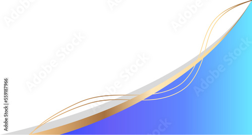 Blue curved gradient gold border header and footer