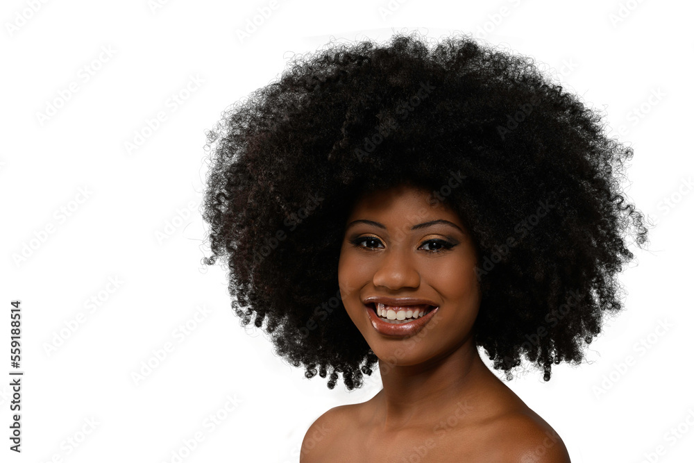 black woman smiling and looking at the camera