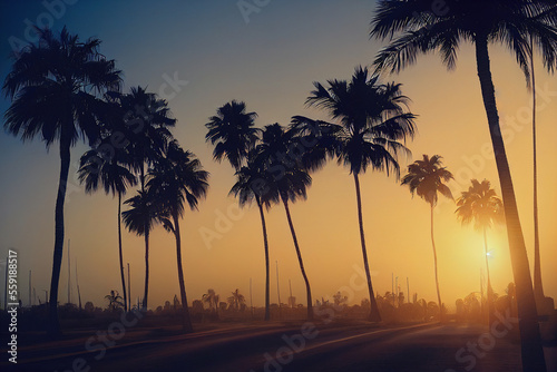 Palm trees, Generative AI