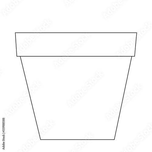 Simple flat brown flower pot for home plants black line
