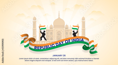 Indian republic day background with a flag and building