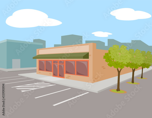 Commercial store building exterior scene