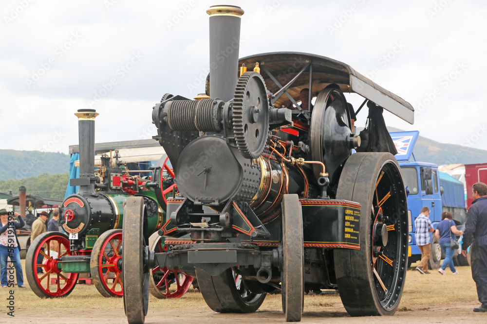 Steam Traction engine in a field	