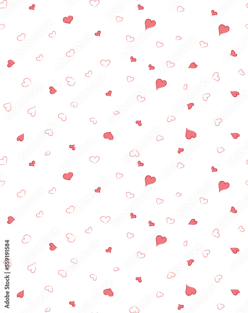 Seamless pattern with hearts. Vector illustration. Repeated hearts drawn by hand. Romantic print.