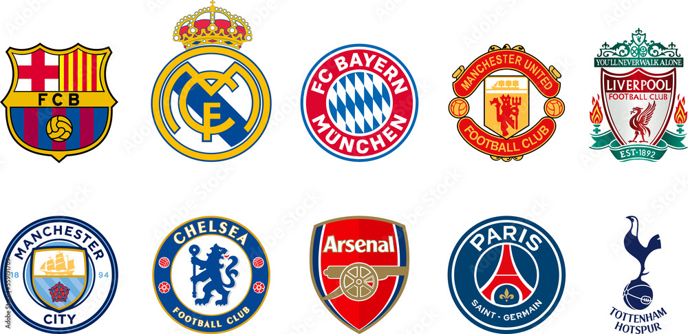 Top 10 football clubs in the world. PNG image Stock Illustration ...