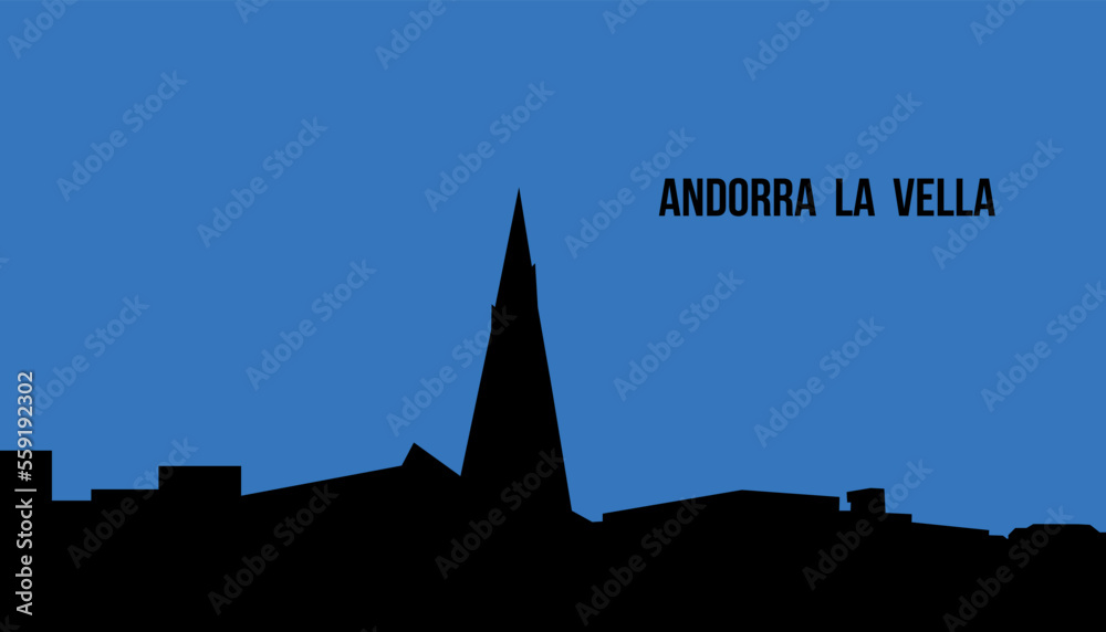 Fototapeta premium Andorra la Vella skyline silhouette vector illustration