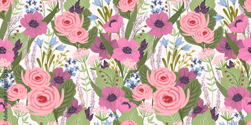 Floral seamless pattern. Vector design for paper, cover, fabric, interior decor and other Floral seamless pattern. Vector design for paper, cover, fabric, interior decor and other