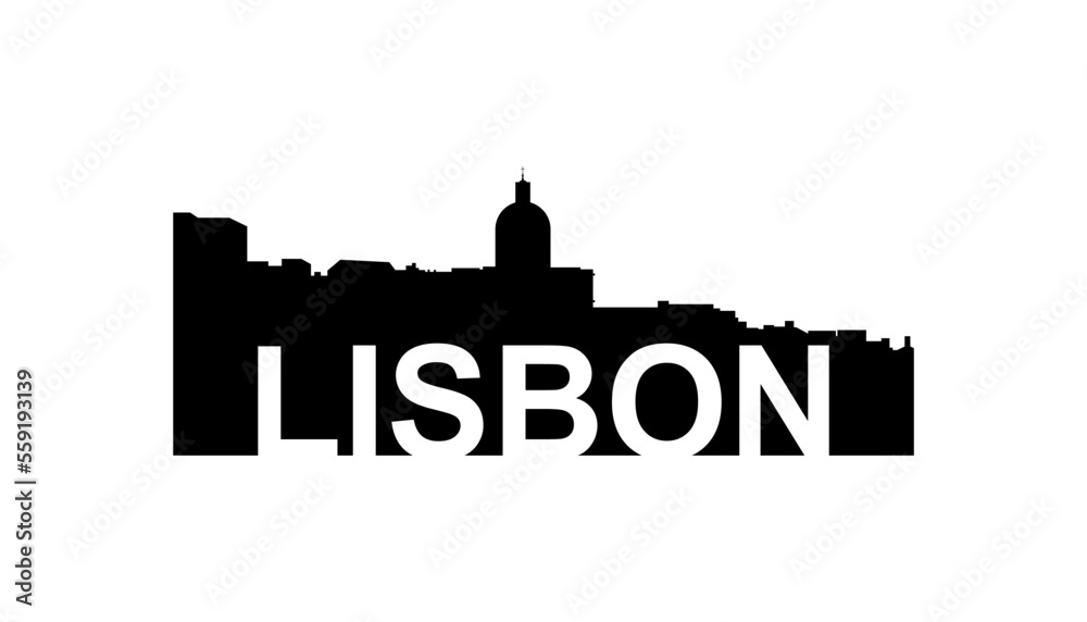 Obraz premium Lisbon Portugal skyline silhouette, Lisbon city vector illustration
