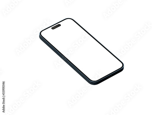 3d smartphone with blank screen isolated - mockup
