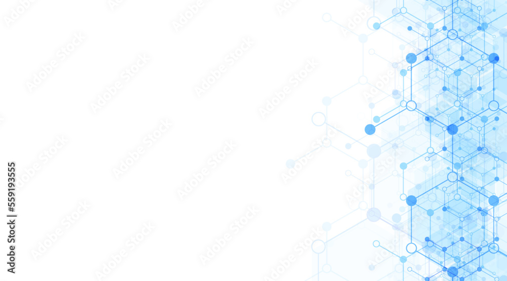 Hexagons pattern background. Genetic research, molecular structure. Chemical engineering. Concept of innovation technology. Used for design healthcare, science and medicine background Hexagons pattern background. Genetic research, molecular structure. Chemical engineering. Concept of innovation technology. Used for design healthcare, science and medicine background