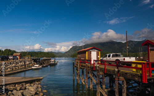 Canvas Print Tofino arbour with typical fisherman houses, vancouver island, british columbia,