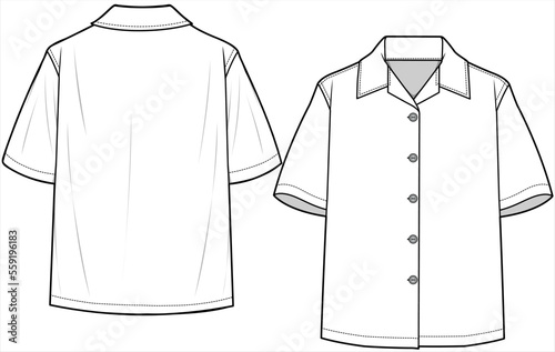 RESORT COLLAR SHORT SLEEVES TOP IN EDITABLE FILE